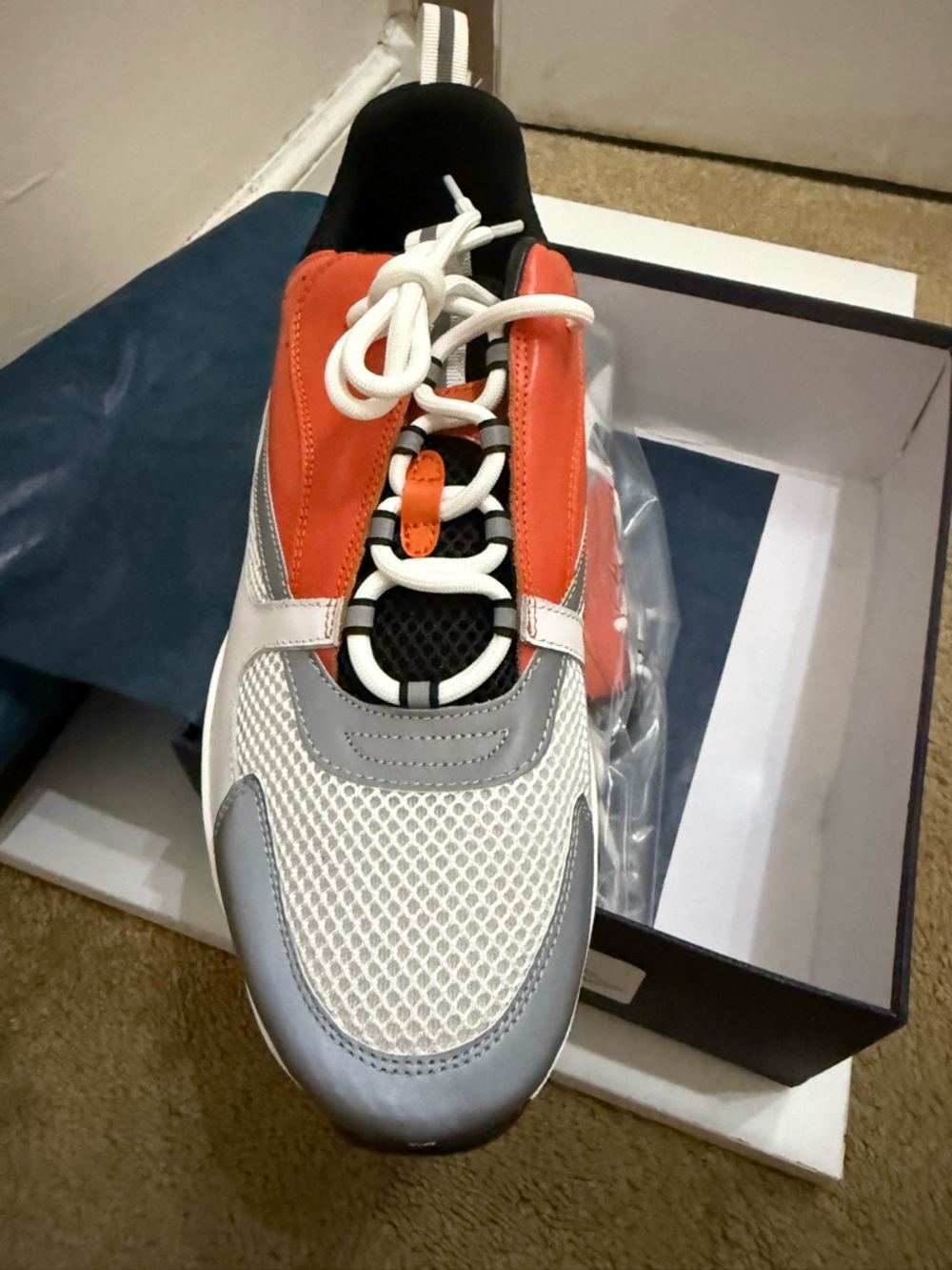 Dior Men’s Chunky Sneaker — Orange, White & Gray - Picture 8 of 9